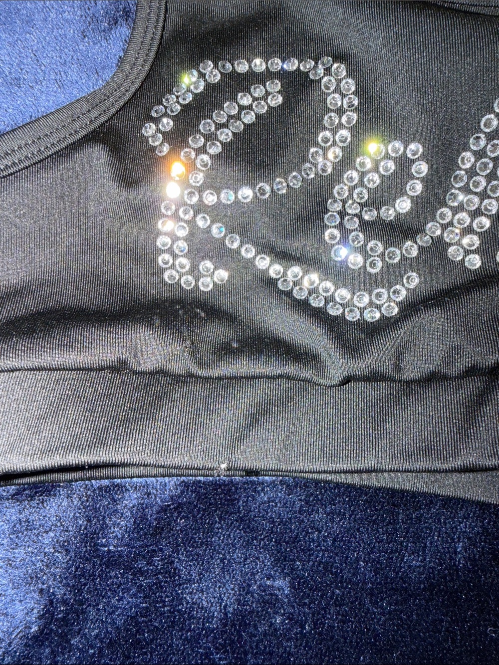 Rebel Spirit Black Rhinestone 'Rebel' Sports Bra - Picture 4 of 4